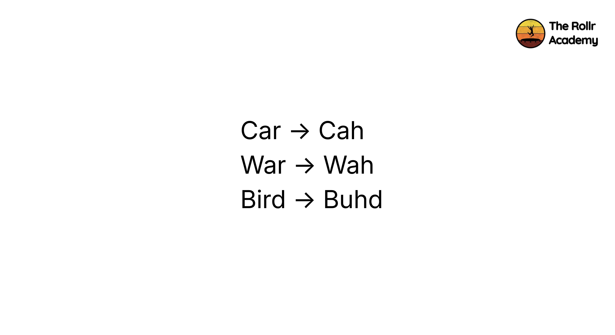 Infographic showing example of vocalic-r